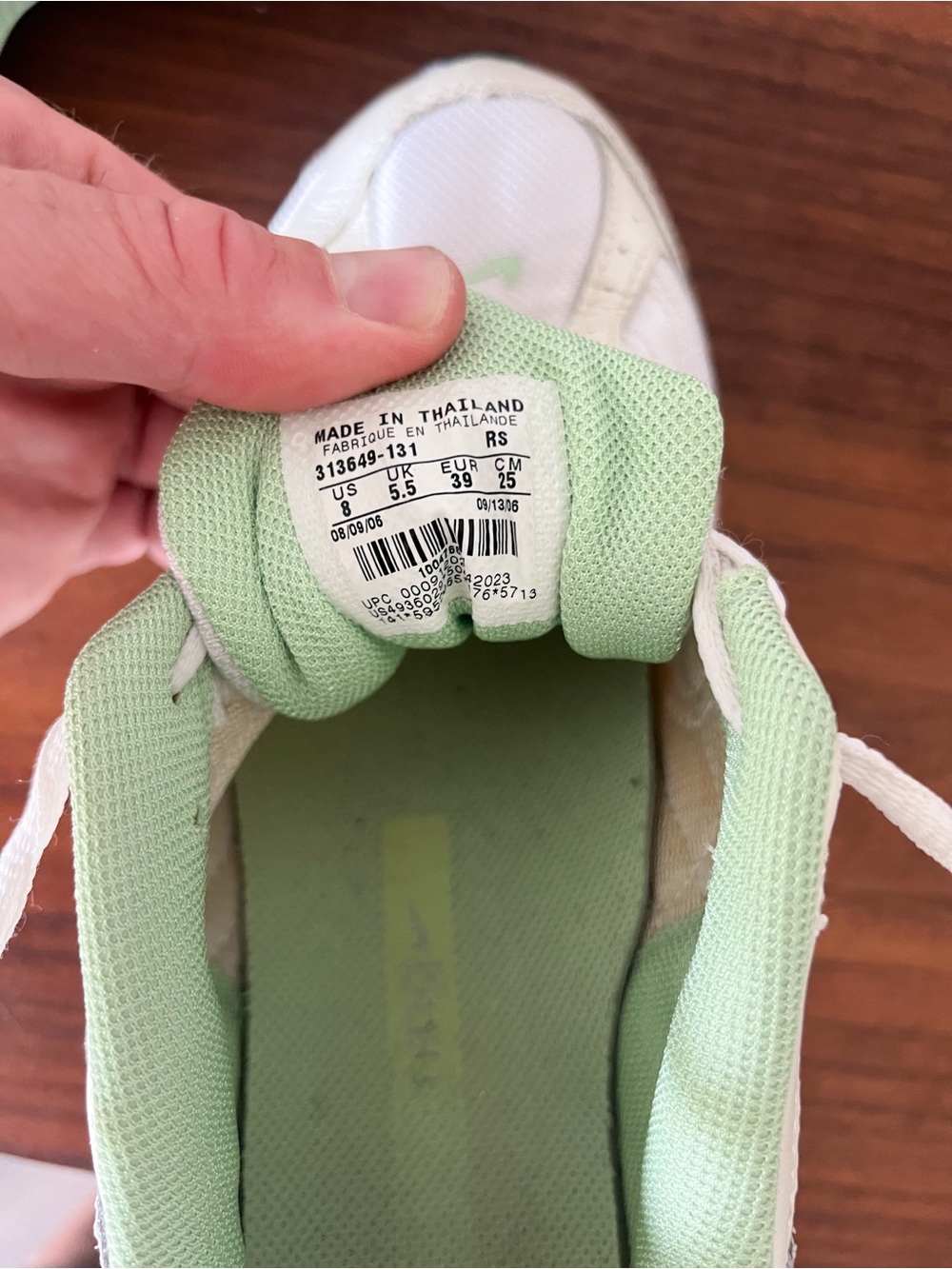 Vintage Nike Air Dual-D Running Shoes White Green Mesh Sneakers Women's Size 8 - Picture 6 of 7